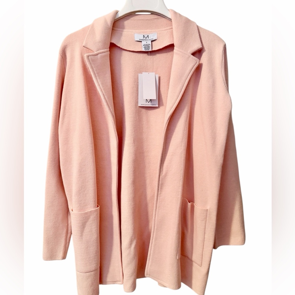 NWT Magaschoni Light Pink Blazer Cardigan Cotton/Wool Blend Small